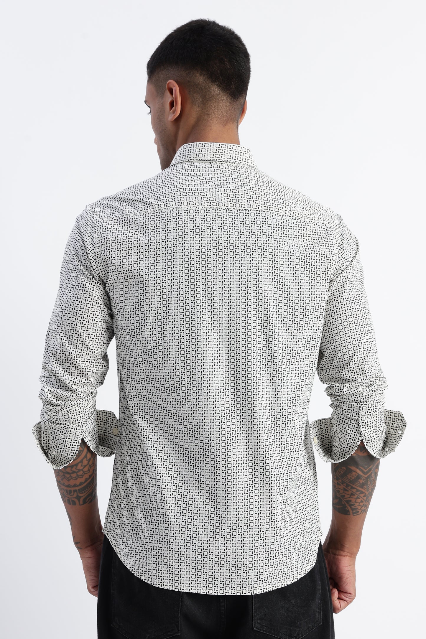 Micro-Print Shirt Off White