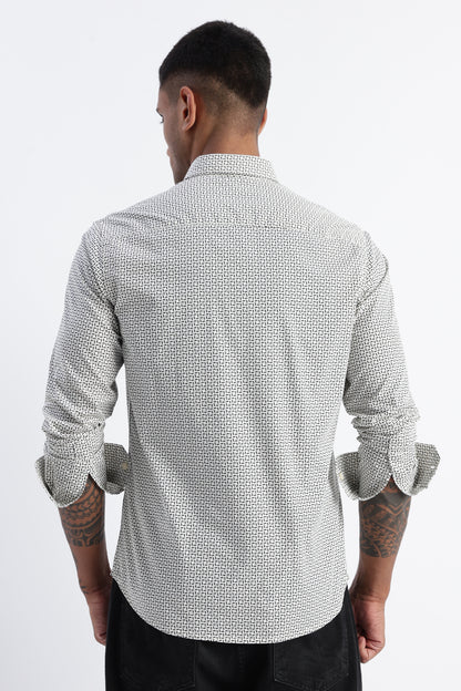 Micro-Print Shirt Off White