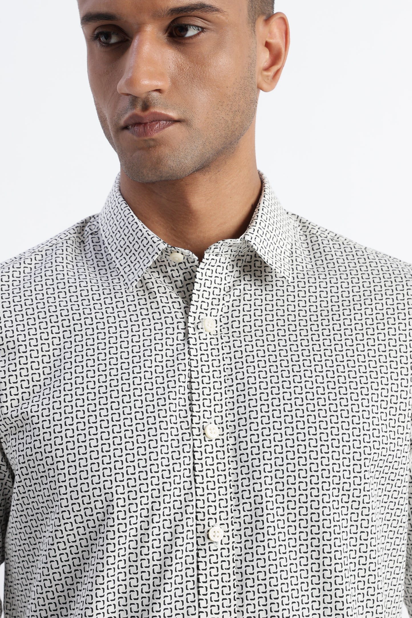 Micro-Print Shirt Off White