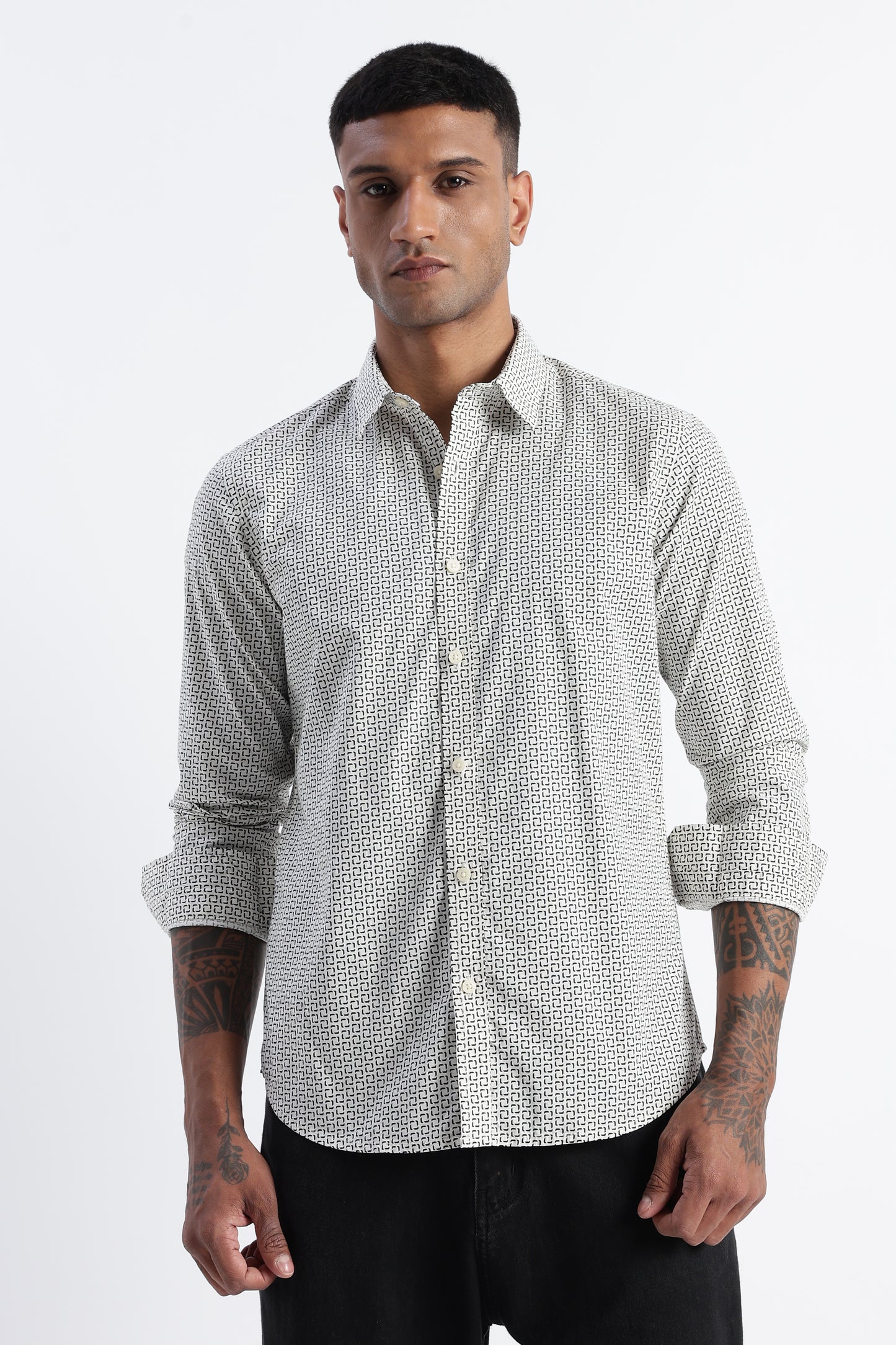 Micro-Print Shirt Off White