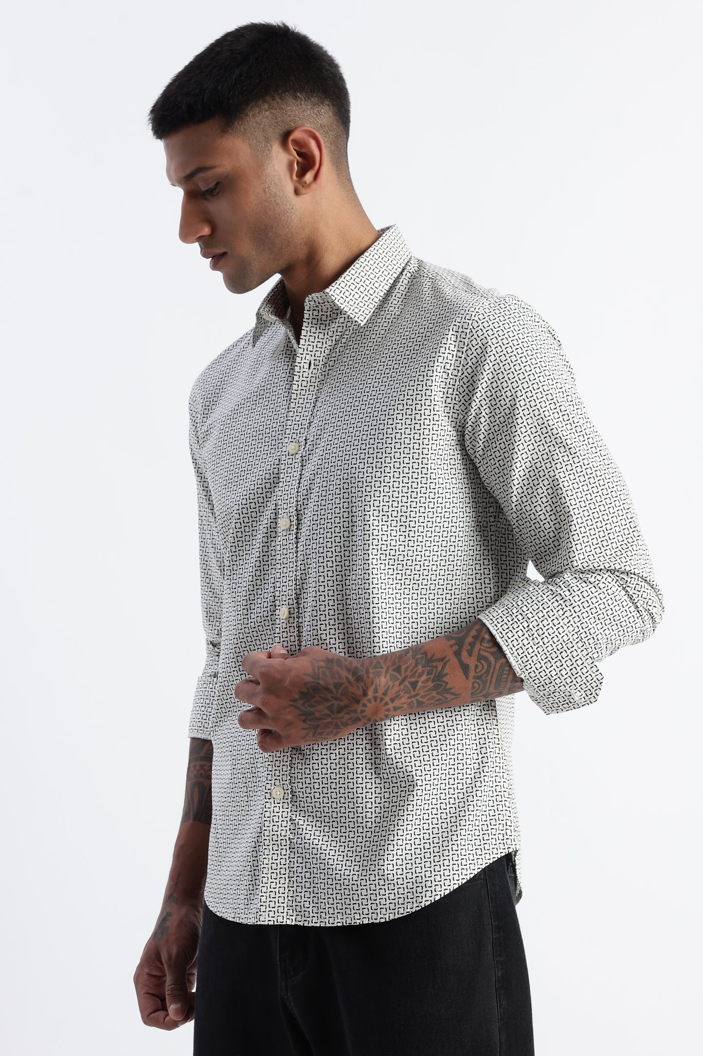 Micro-Print Shirt Off White