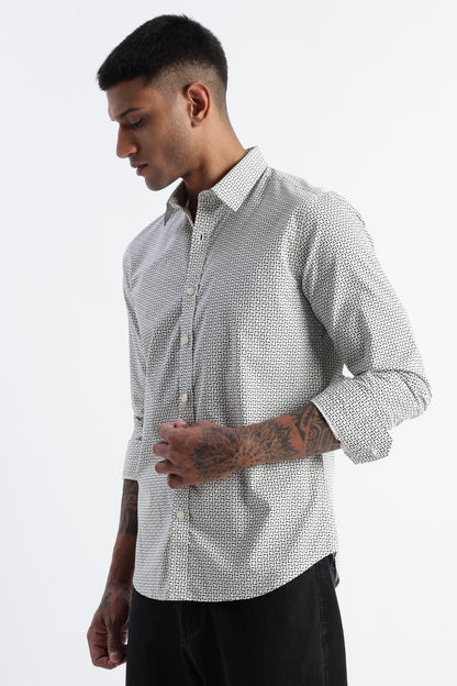 Micro-Print Shirt Off White