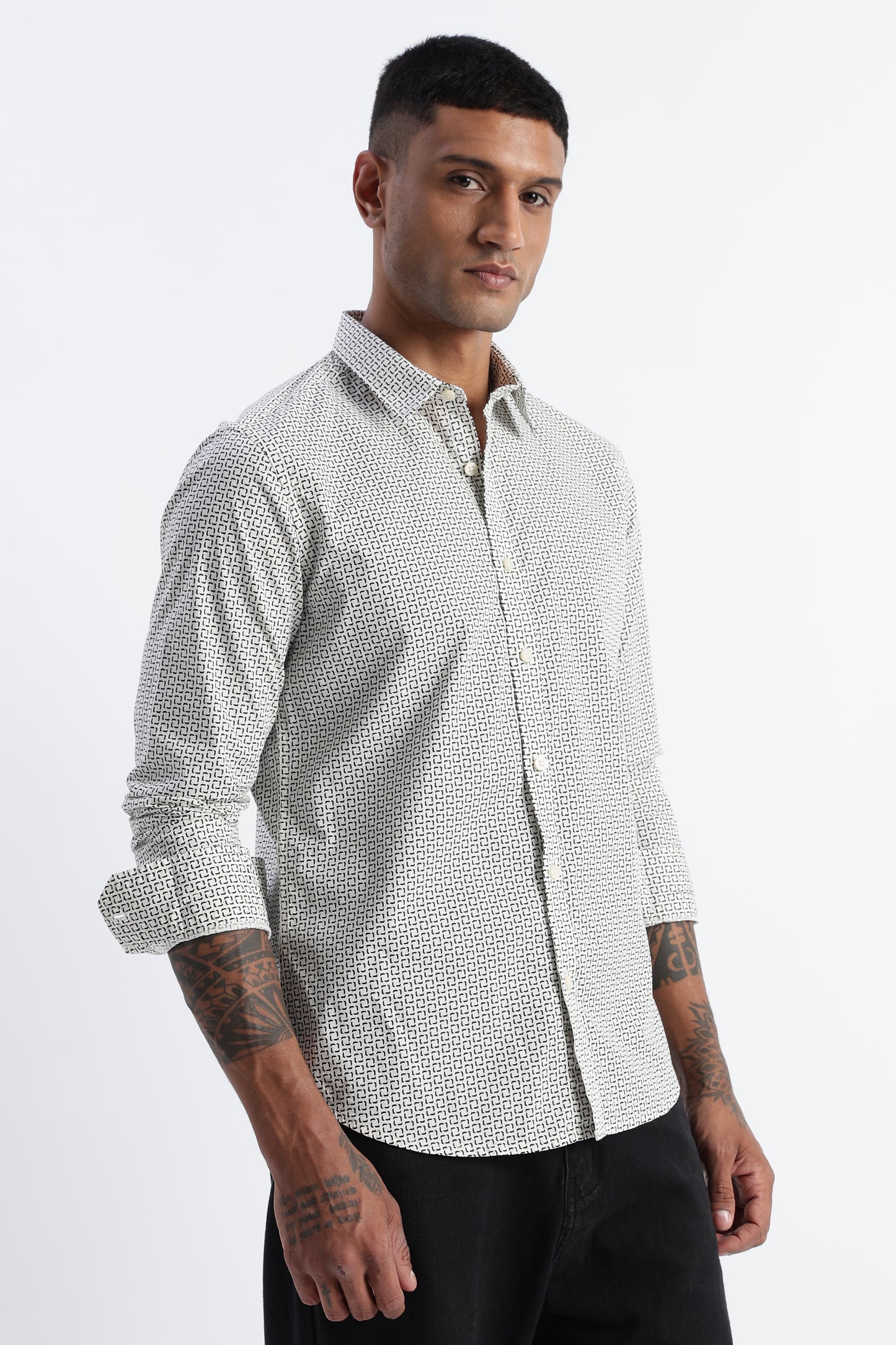 Micro-Print Shirt Off White