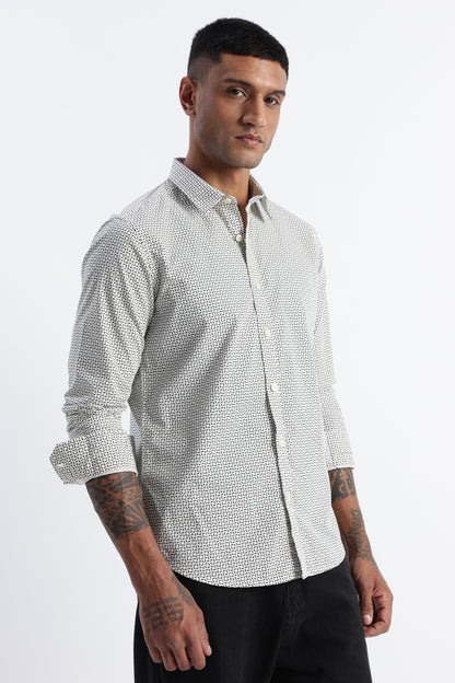 Micro-Print Shirt Off White