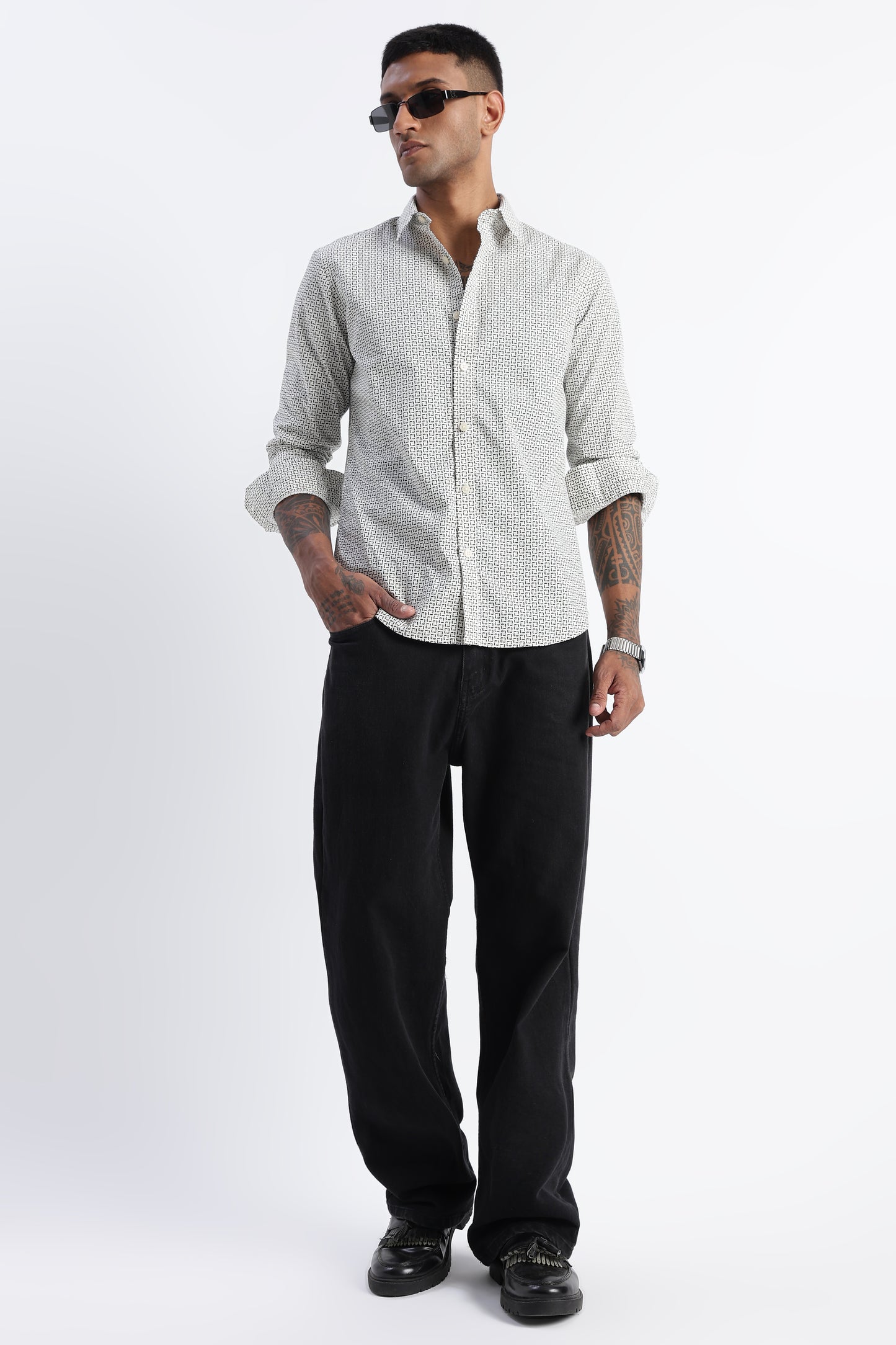 Micro-Print Shirt Off White