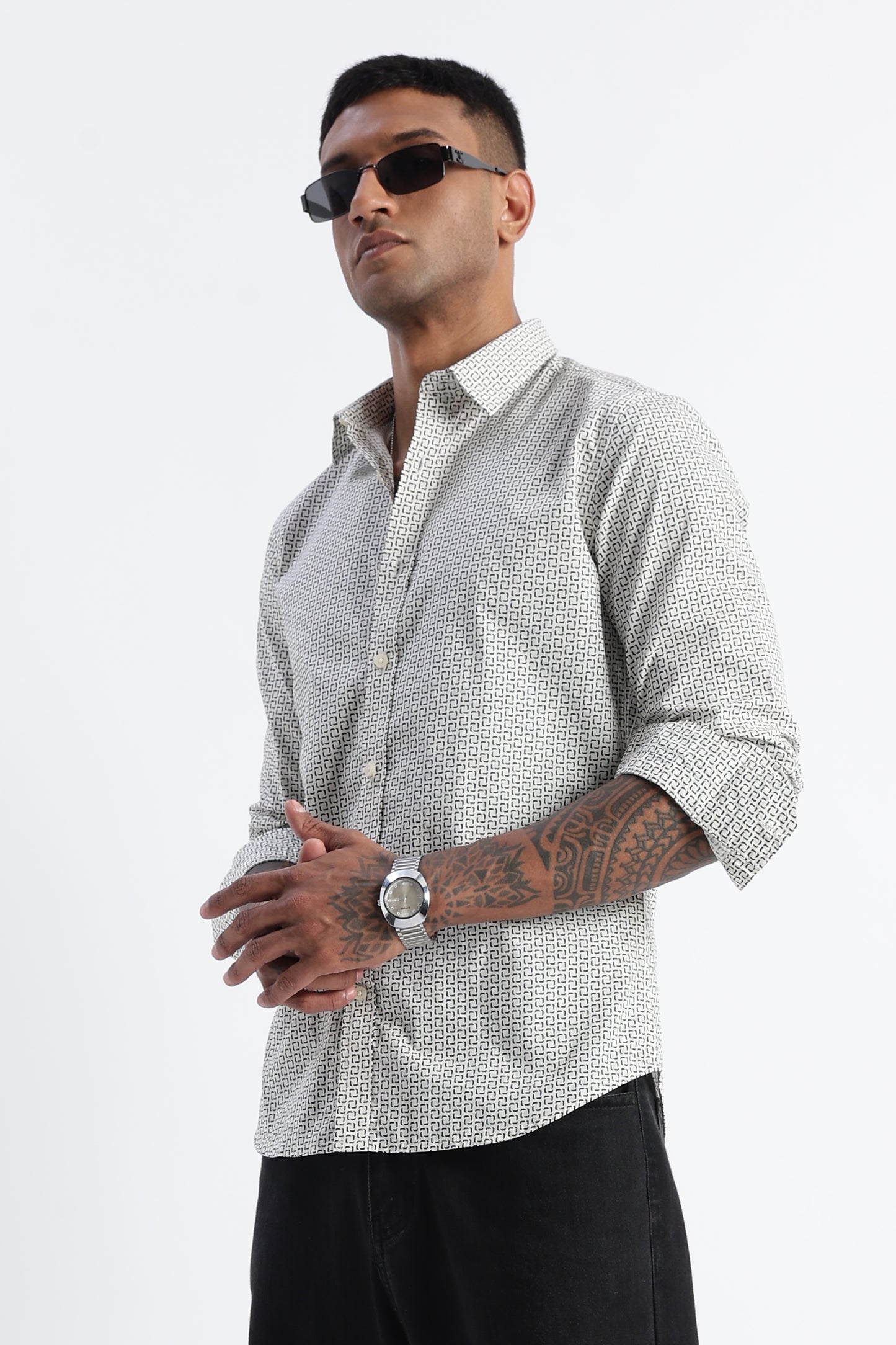 Micro-Print Shirt Off White