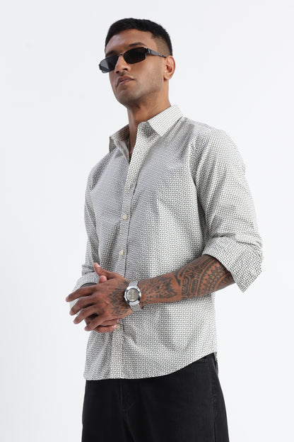 Micro-Print Shirt Off White