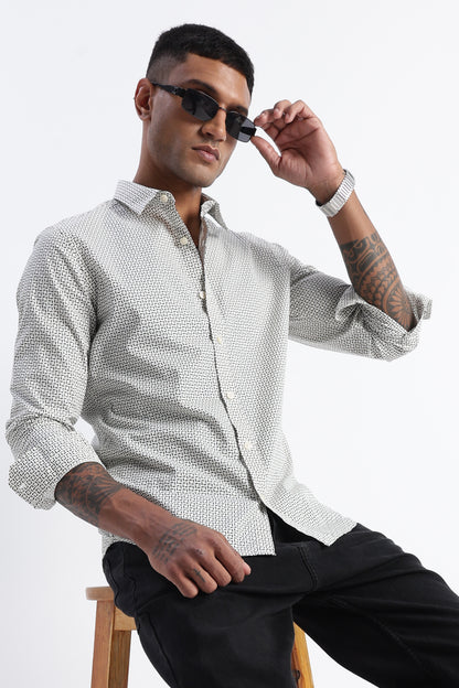 Micro-Print Shirt Off White