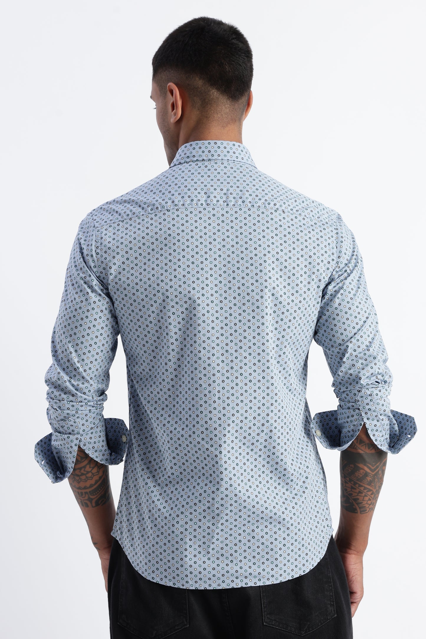 Micro-Print Shirt Blue