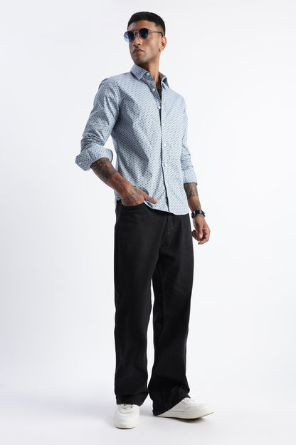 Micro-Print Shirt Blue