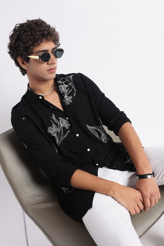 Modern Day Print Shirt Black