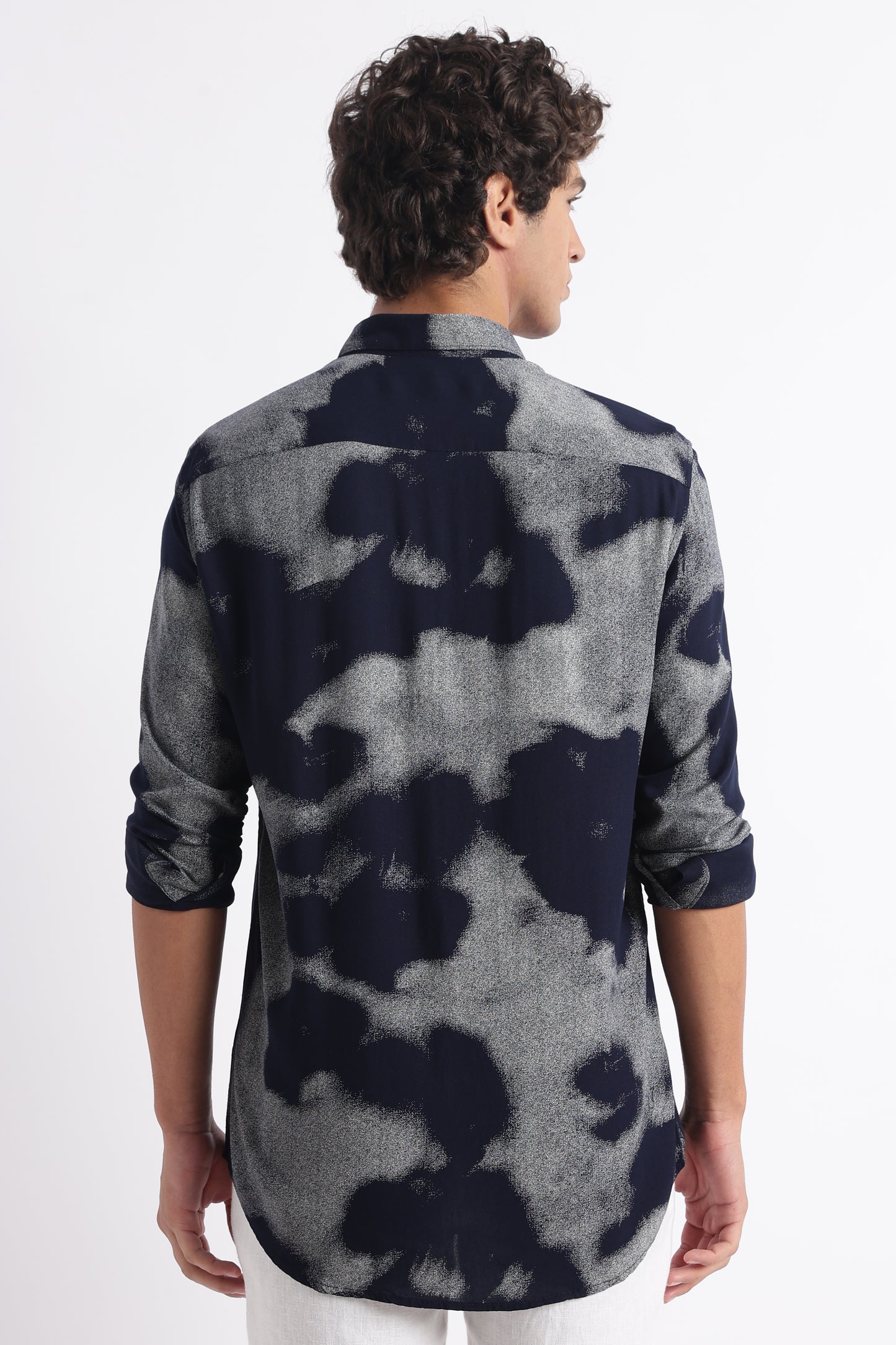 Modern Day Print Shirt Navy White