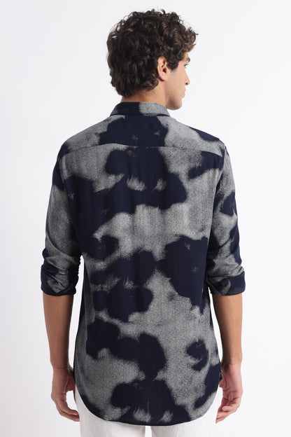 Modern Day Print Shirt Navy White