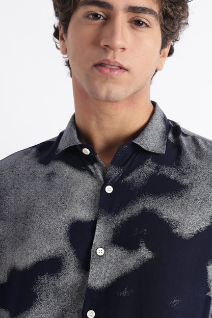 Modern Day Print Shirt Navy White