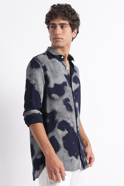 Modern Day Print Shirt Navy White