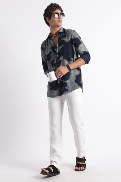 Modern Day Print Shirt Navy White