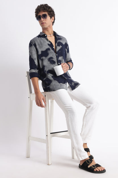 Modern Day Print Shirt Navy White