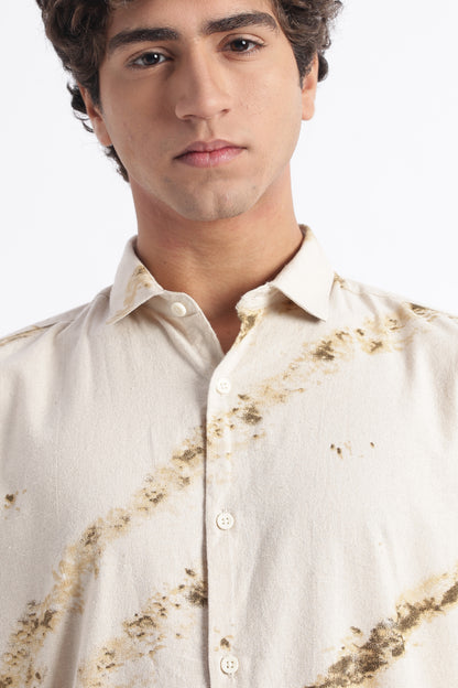 Modern Day Print Shirt Khaki