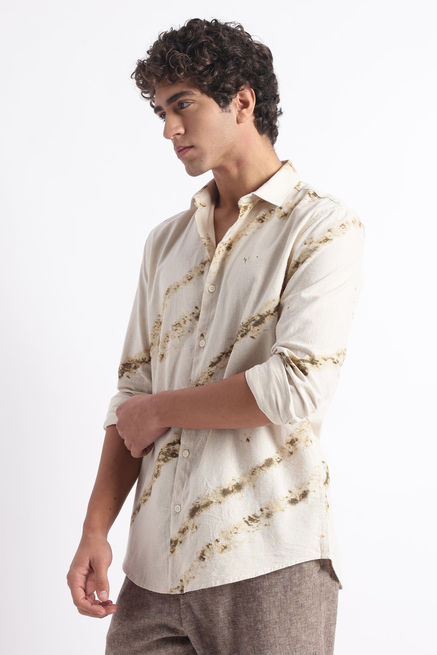 Modern Day Print Shirt Khaki
