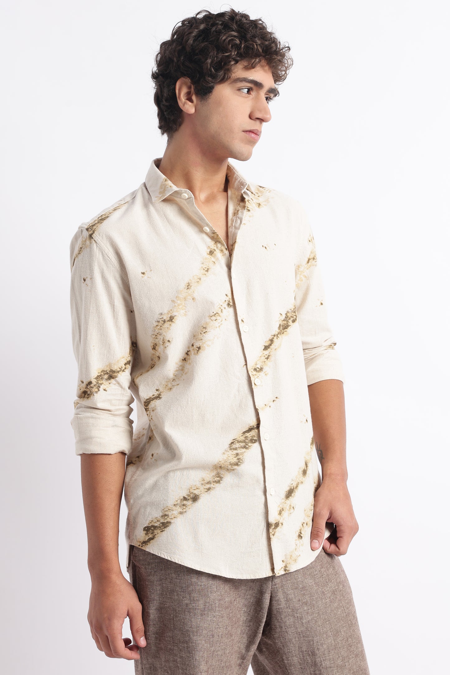 Modern Day Print Shirt Khaki