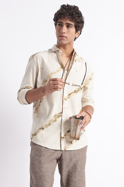 Modern Day Print Shirt Khaki