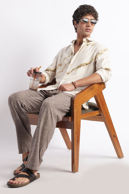 Modern Day Print Shirt Khaki