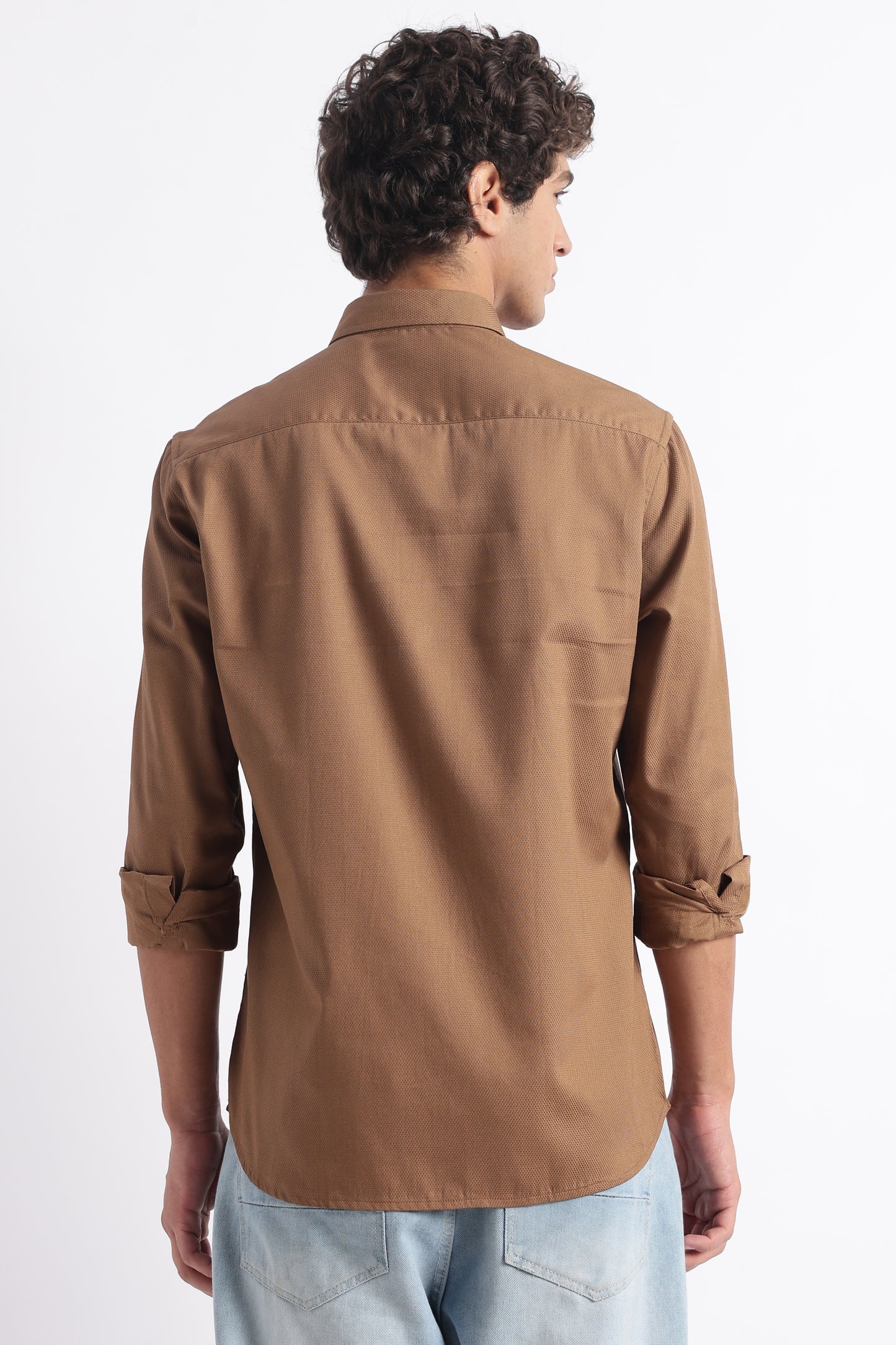 Classic Dobby Solid Shirt Brown