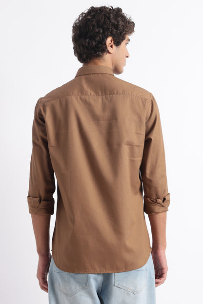 Classic Dobby Solid Shirt Brown
