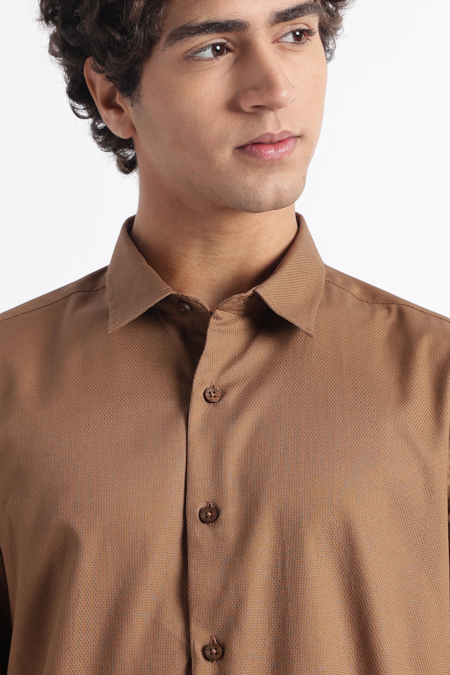 Classic Dobby Solid Shirt Brown