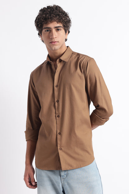 Classic Dobby Solid Shirt Brown