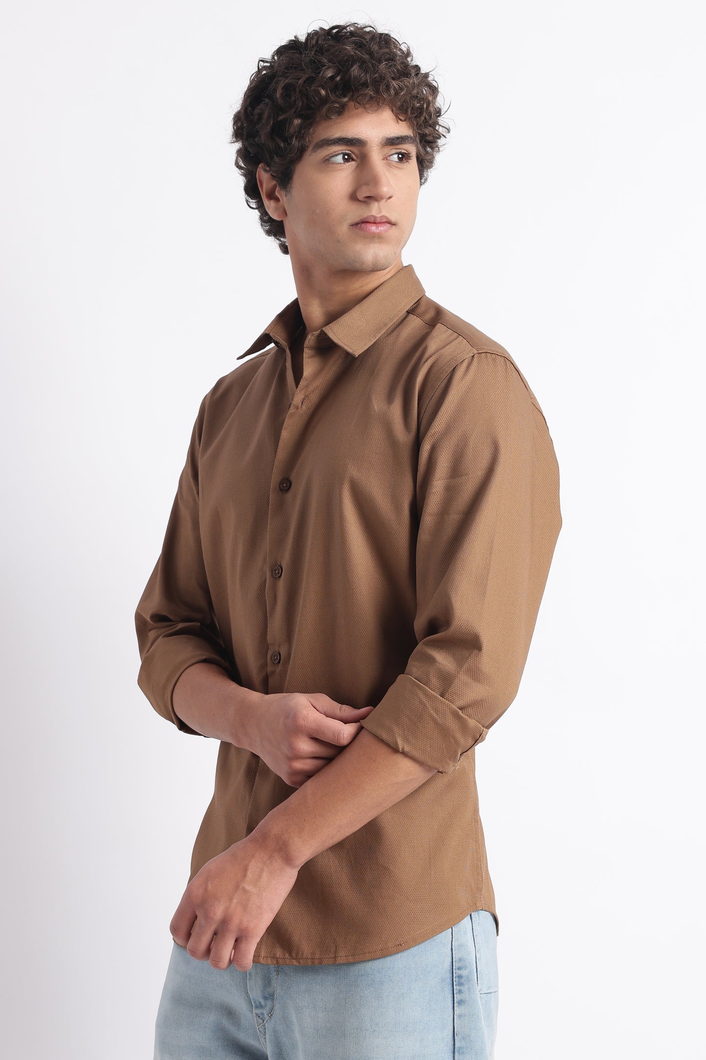 Classic Dobby Solid Shirt Brown