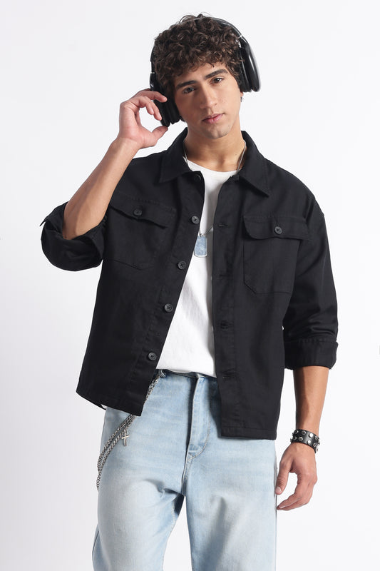 Everyday Layering Shacket Black