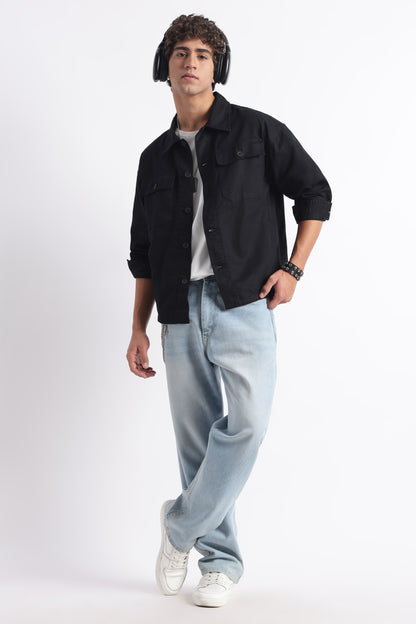 Everyday Layering Shacket Black