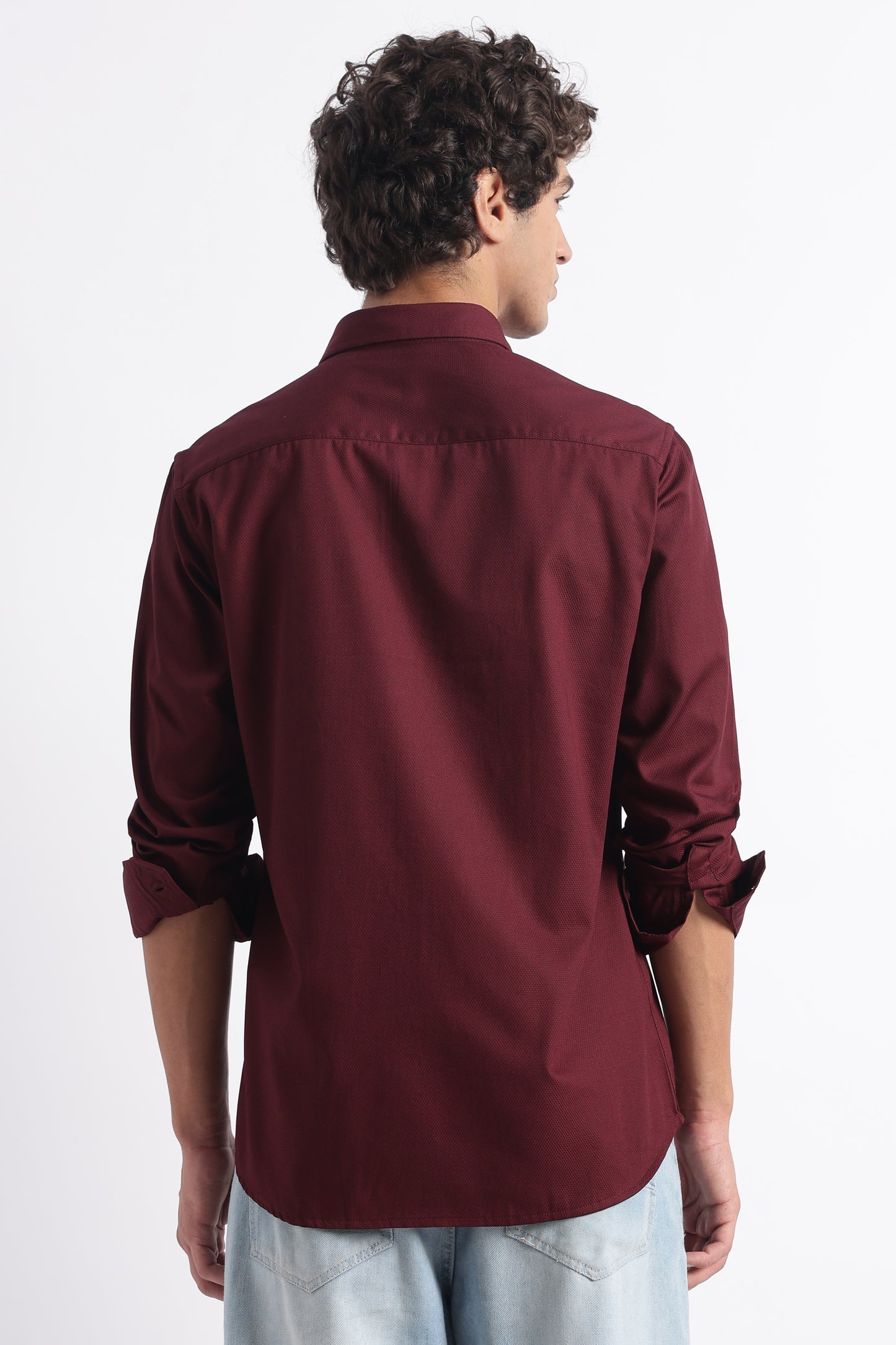 Classic Dobby Solid Shirt Maroon