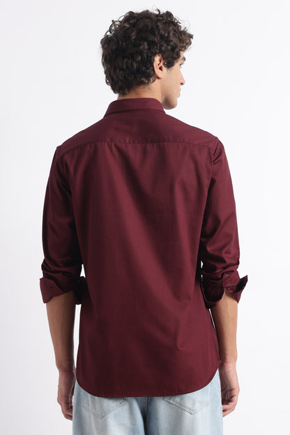 Classic Dobby Solid Shirt Maroon