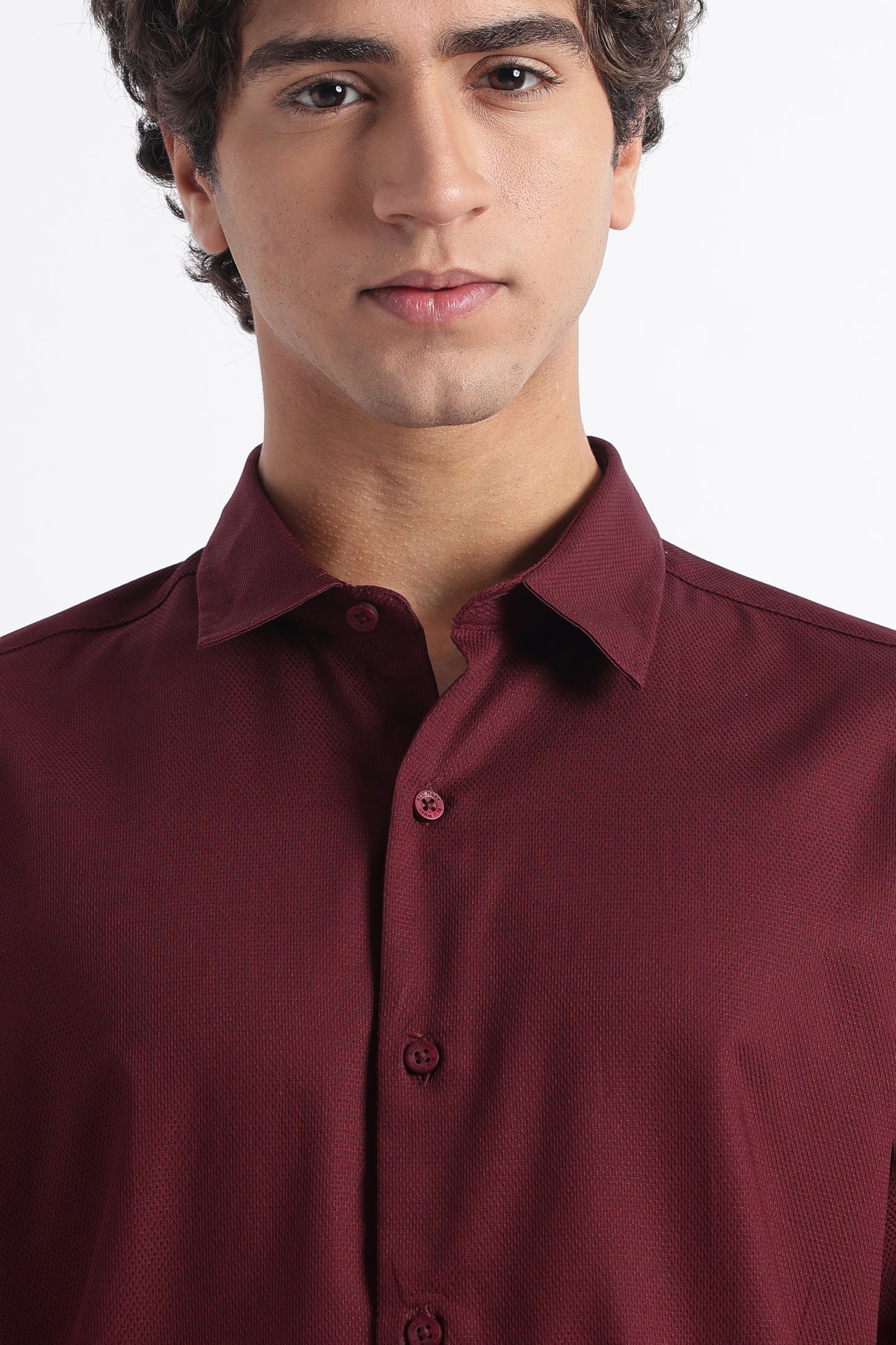 Classic Dobby Solid Shirt Maroon