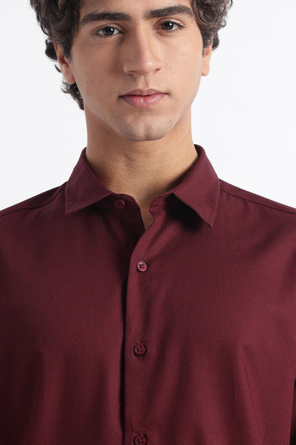 Classic Dobby Solid Shirt Maroon