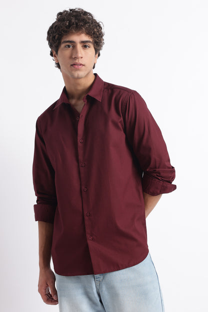 Classic Dobby Solid Shirt Maroon