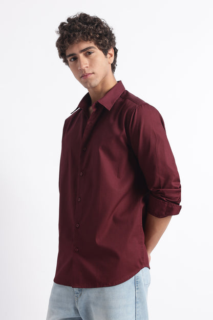 Classic Dobby Solid Shirt Maroon