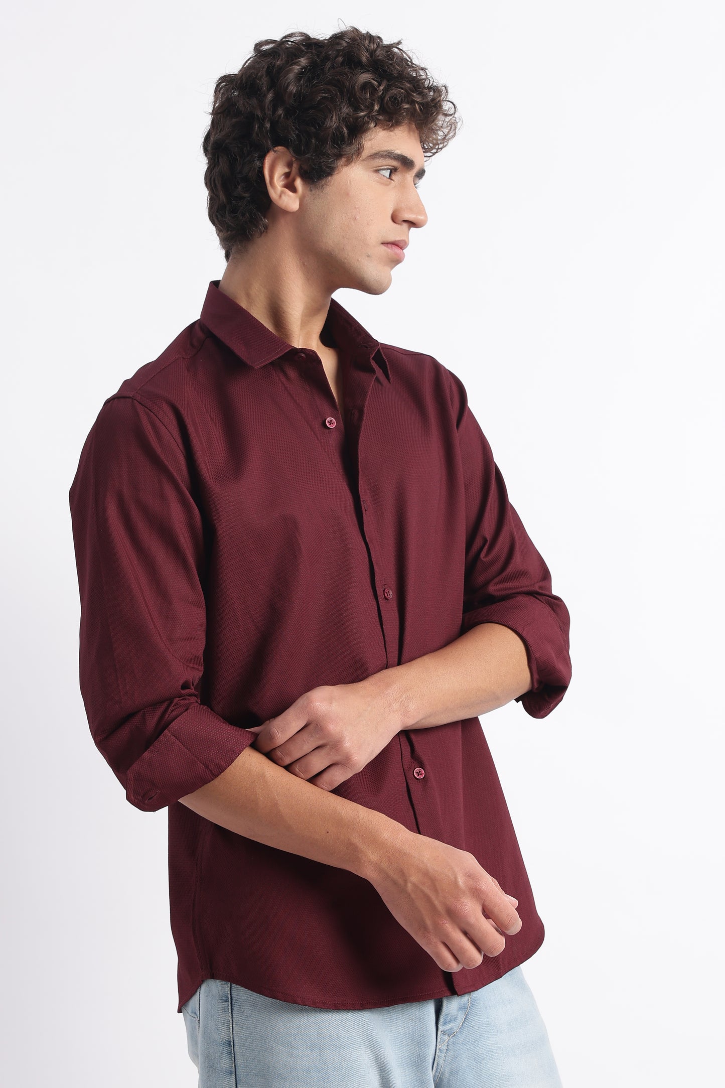 Classic Dobby Solid Shirt Maroon