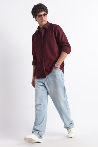 Classic Dobby Solid Shirt Maroon