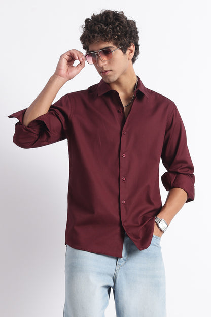 Classic Dobby Solid Shirt Maroon