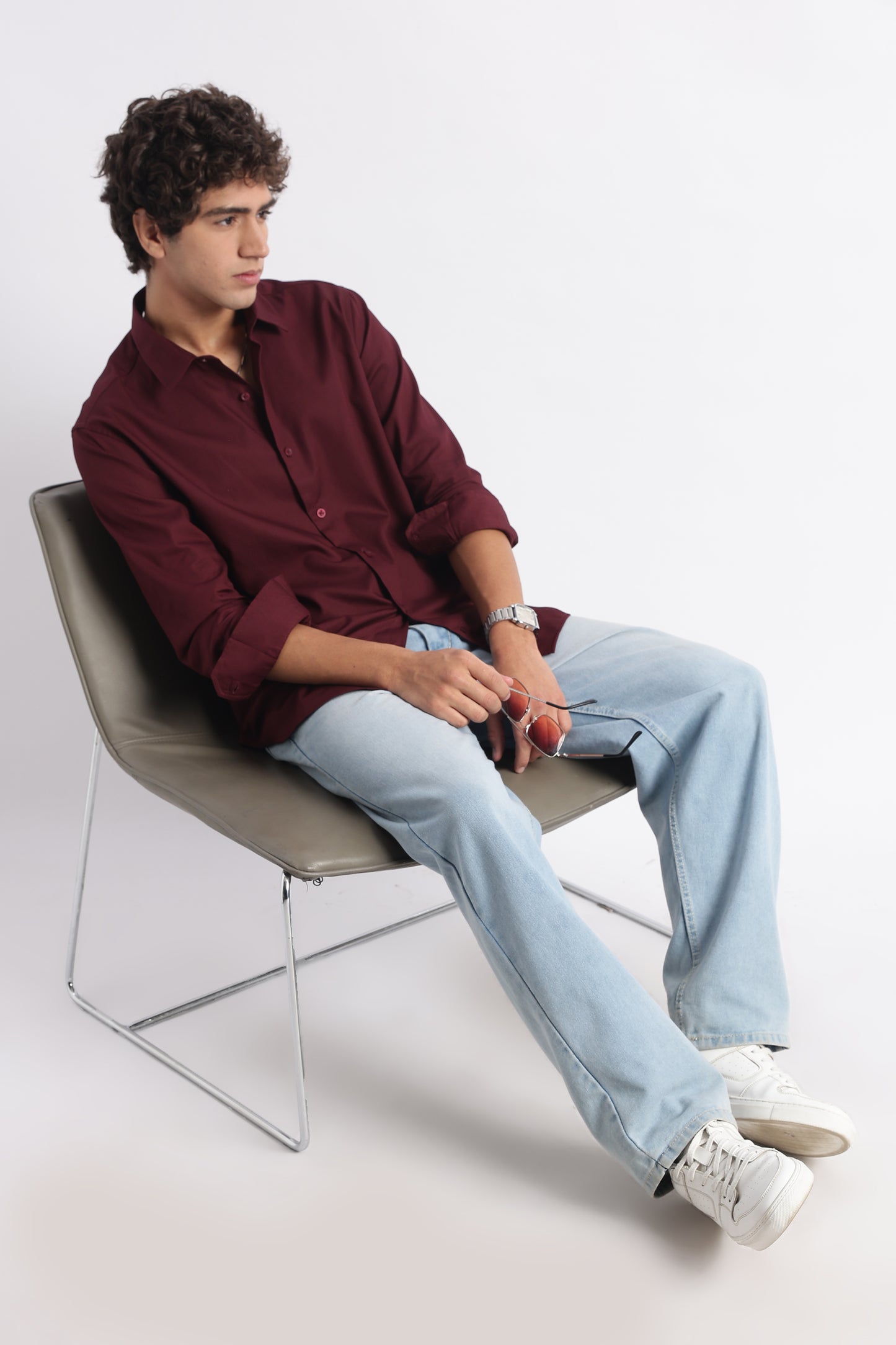 Classic Dobby Solid Shirt Maroon