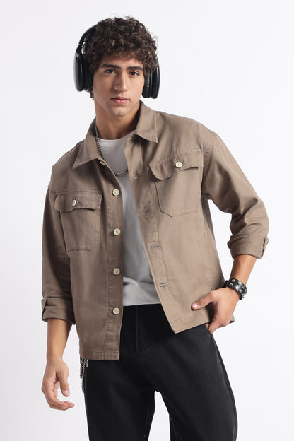 Everyday Layering Shacket Khaki