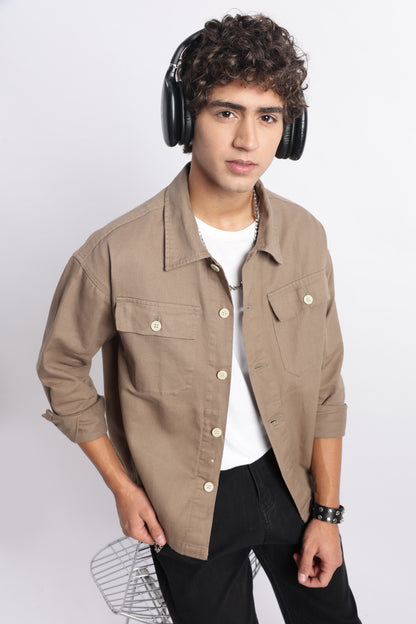 Everyday Layering Shacket Khaki