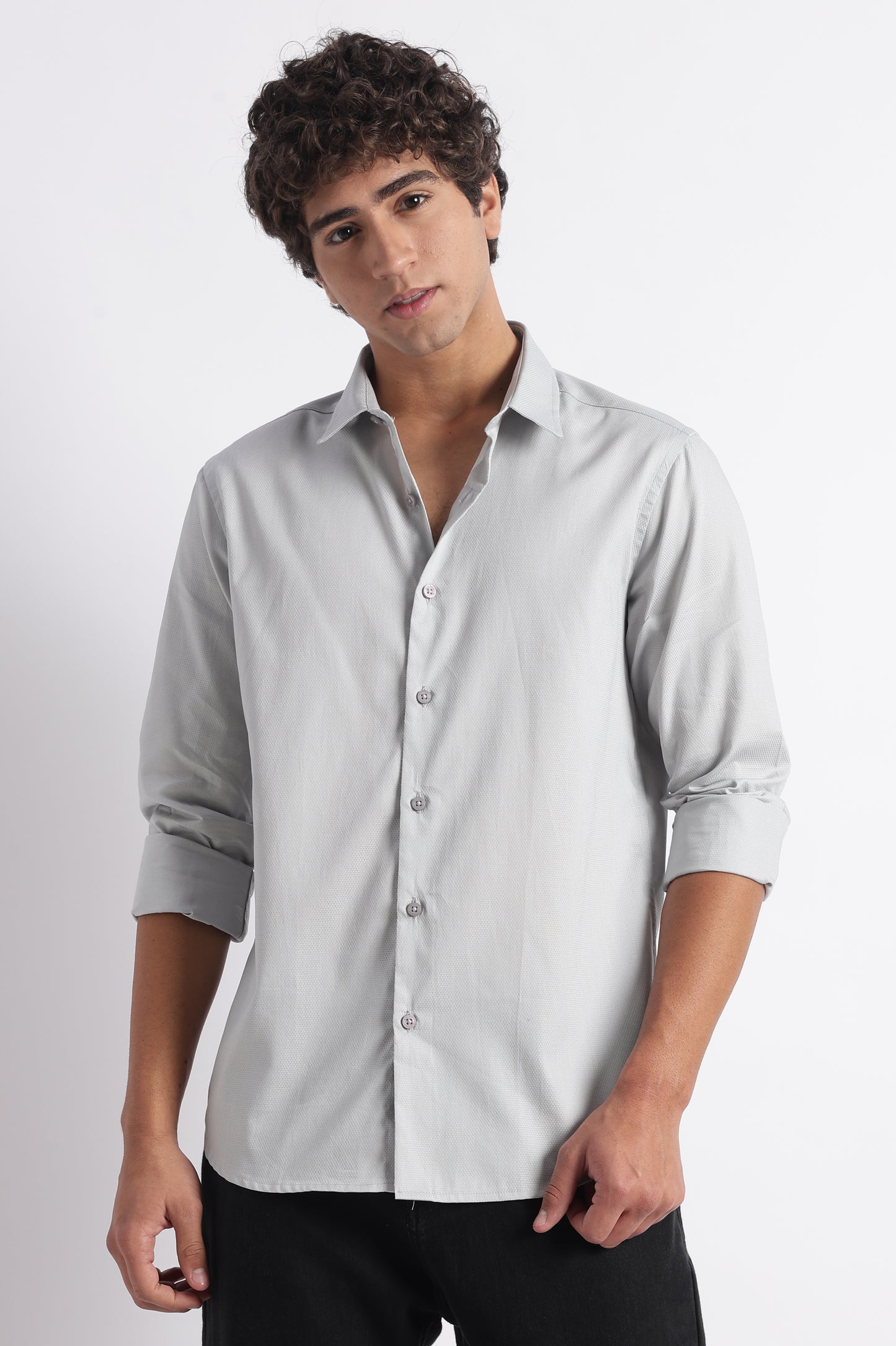 Classic Dobby Solid Shirt Grey