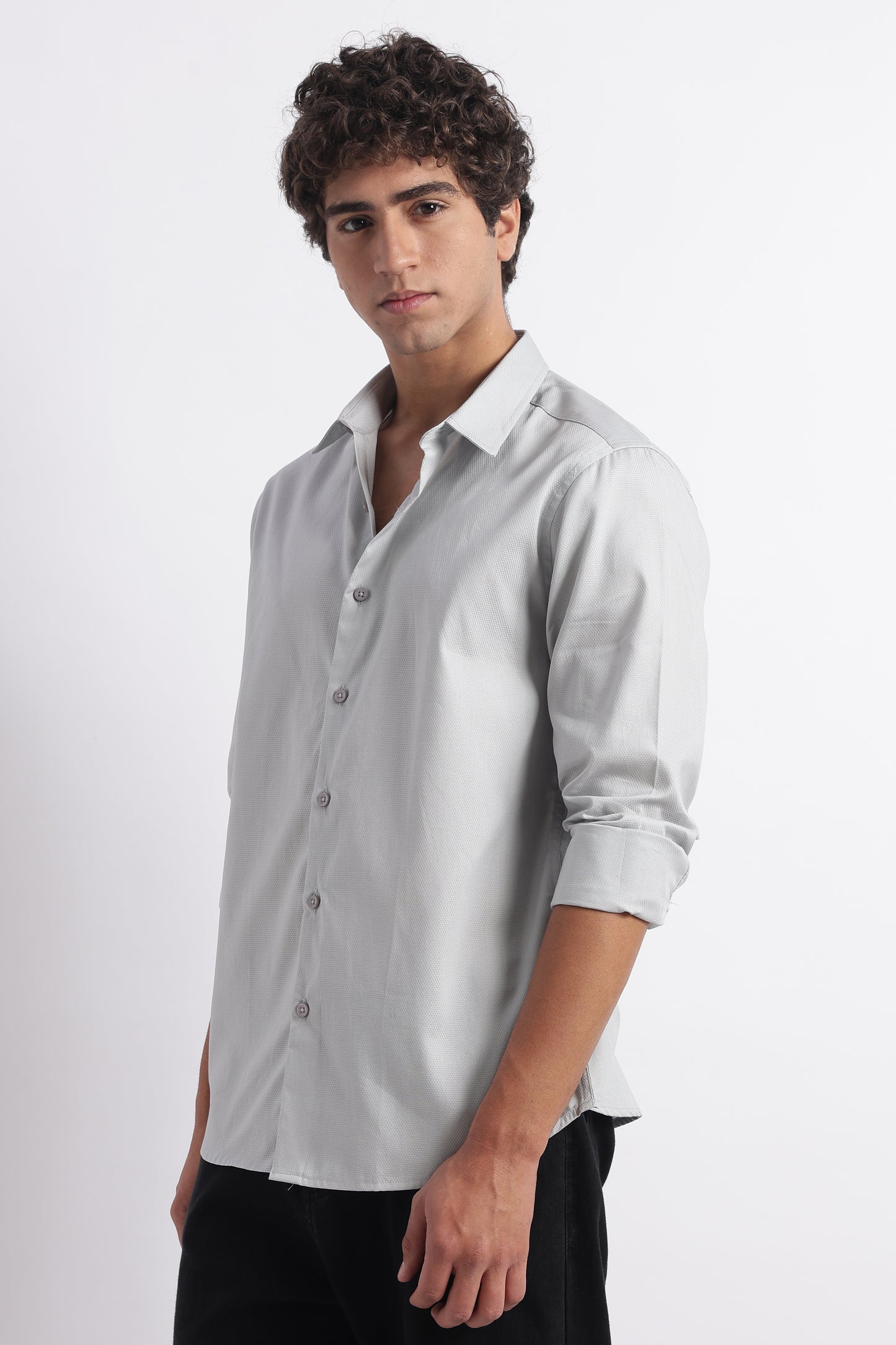 Classic Dobby Solid Shirt Grey