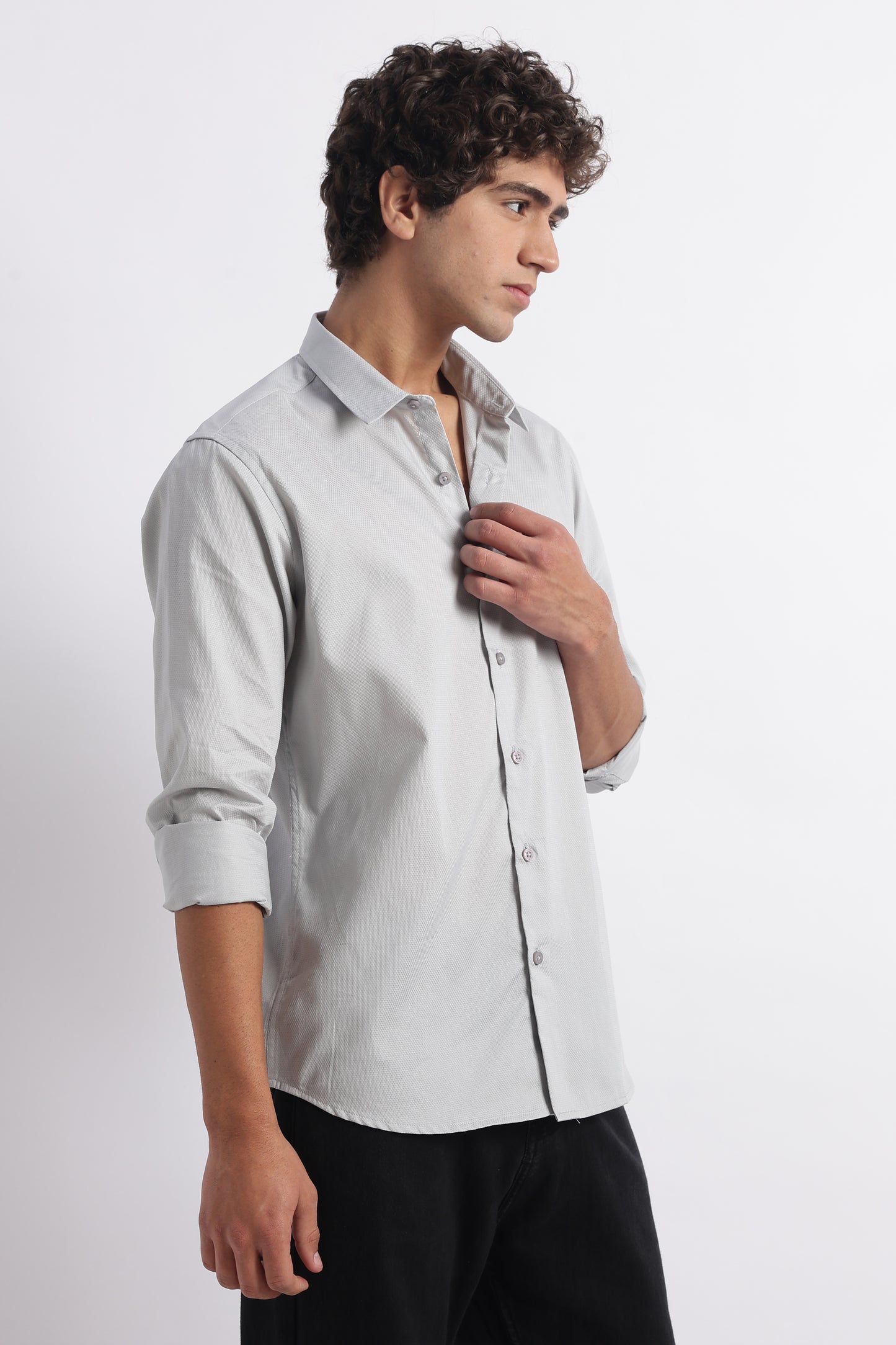 Classic Dobby Solid Shirt Grey