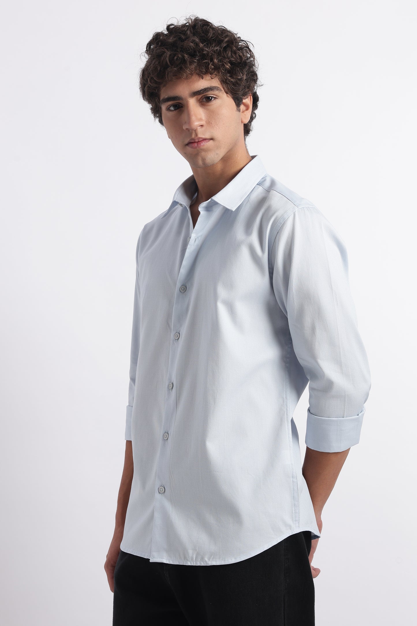 Classic Dobby Solid Shirt Blue