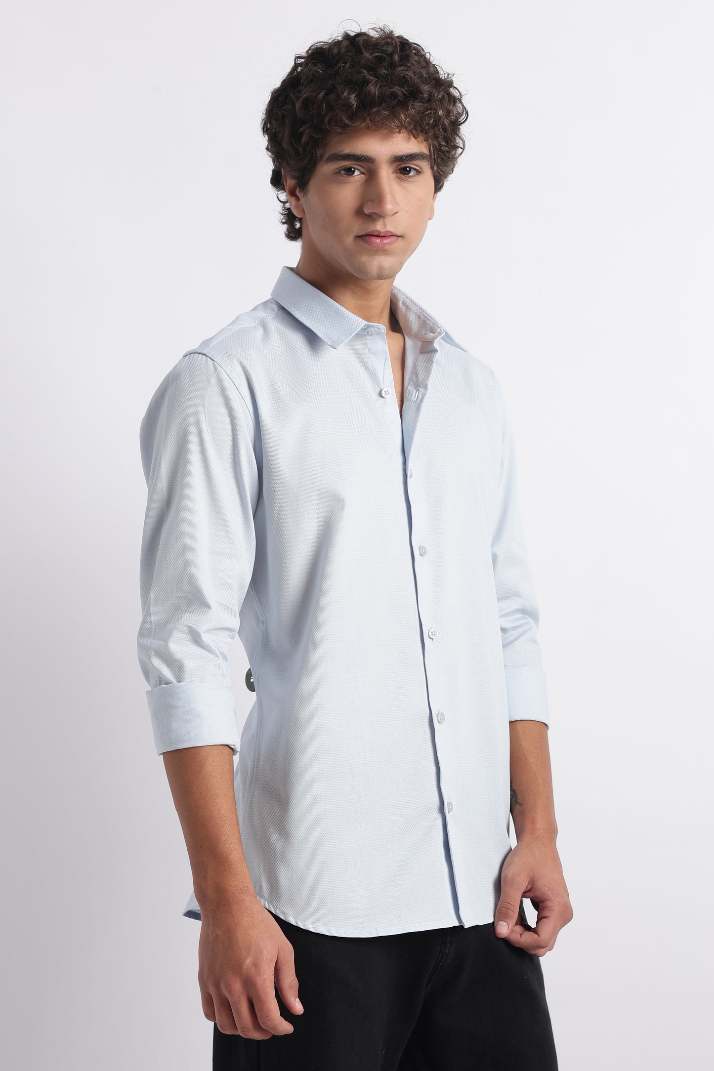 Classic Dobby Solid Shirt Blue